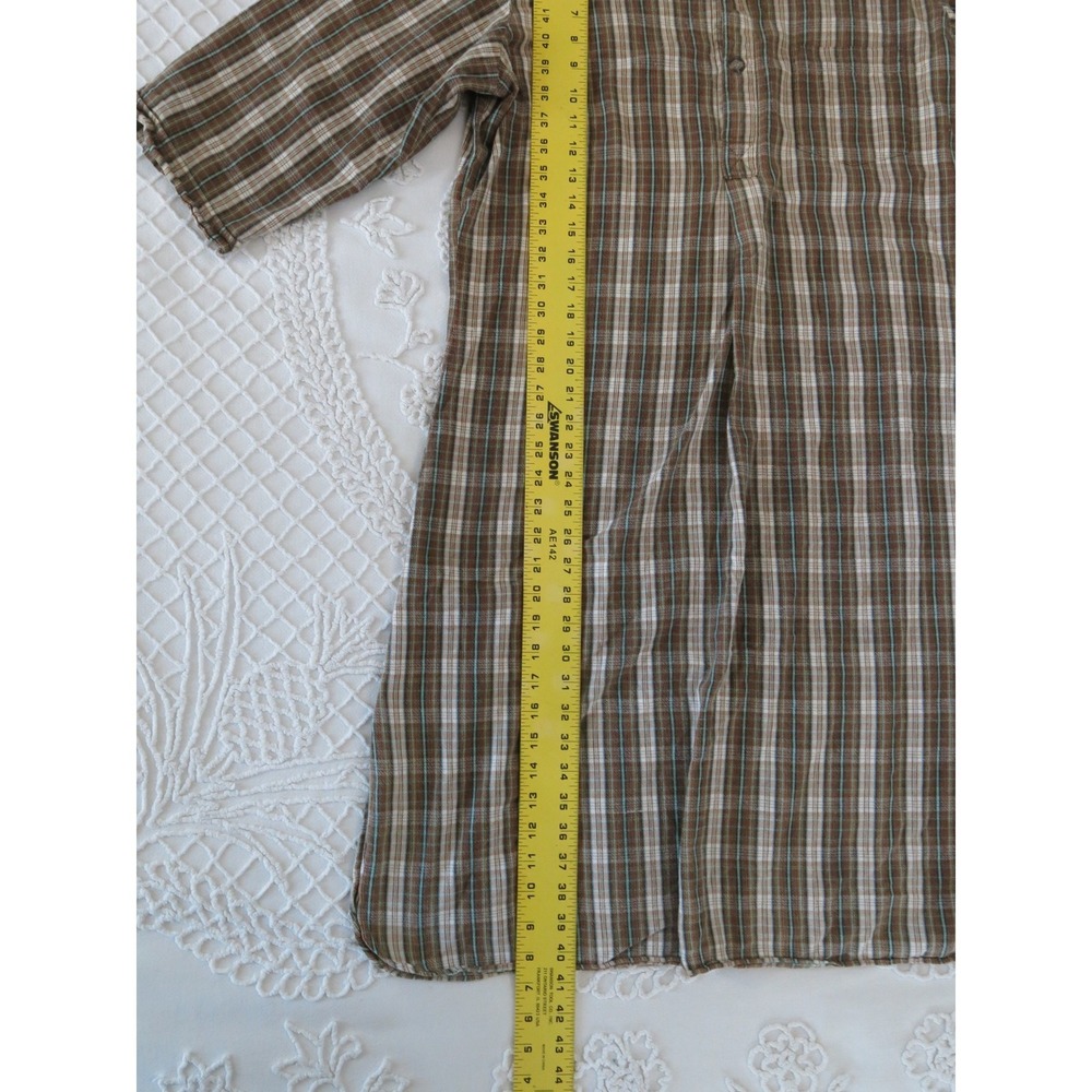 Vintage State of Maine Brown Plaid Cotton Nightshirt Nightgown Womens Medium - Picture 4 of 7